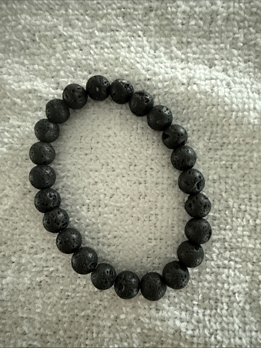 Men's Black Lava Stone Beaded Bracelet - Classic Stretch Bracelet